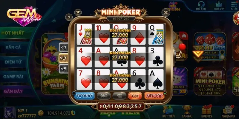 Một vài lưu ý quan trọng khi chơi Mini Poker tại Gemwin